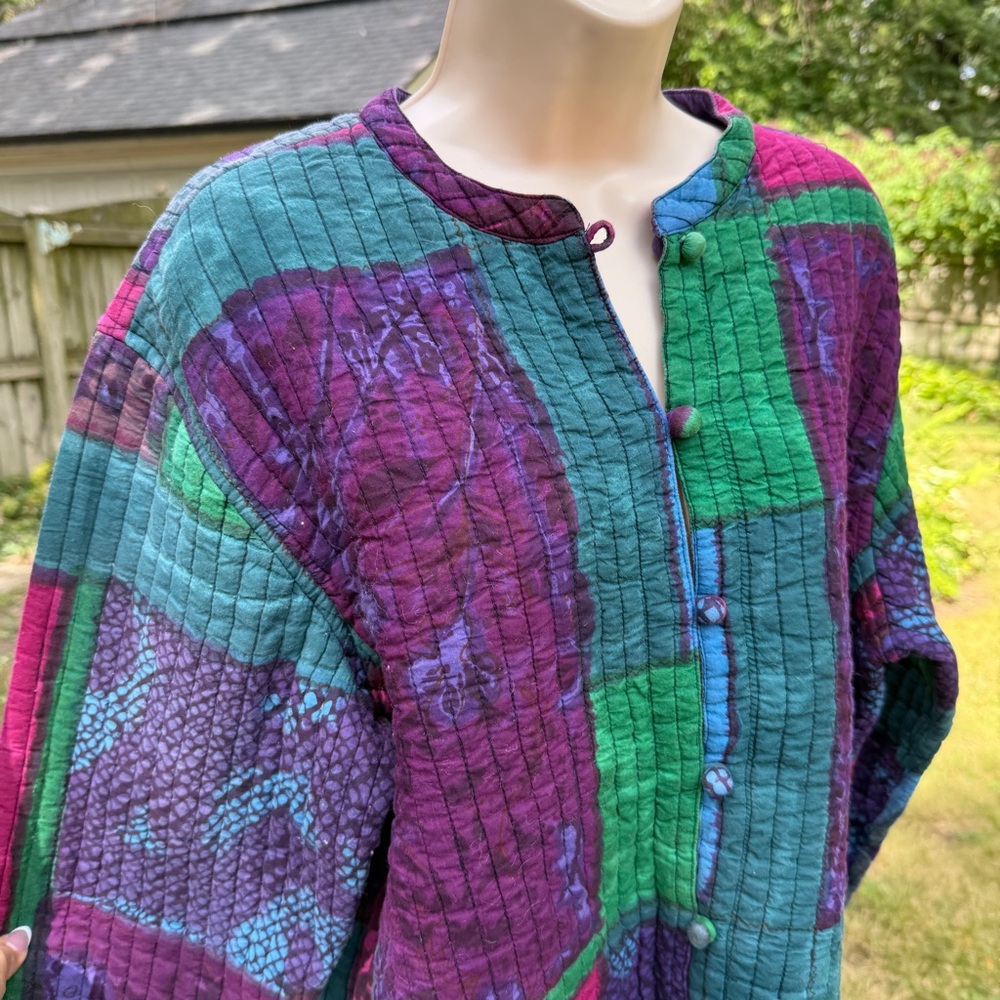 Colorful Patchwork Button-Up Jacket - image 3